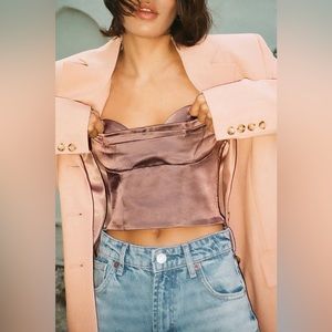 NWT Zara Satin Effect Bustier Crop Top